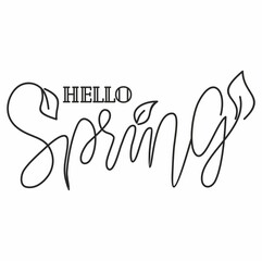 Vector hand-lettering. Hello Spring. Template for posters, cards, t-shirts, prints, bags and other uses. Spring vector illustration. Spring poster.
