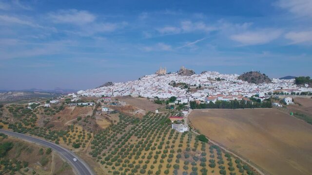 Aerial view of Olvera a beautiful old Village of Andalusia Spain in Cadiz
