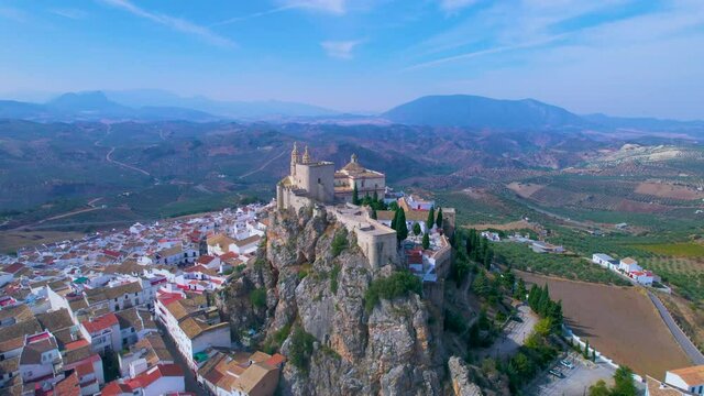Aerial view of Olvera a beautiful old Village of Andalusia Spain in Cadiz
