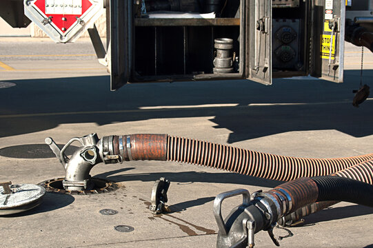 Gas Being Delivered by Tanker Truck