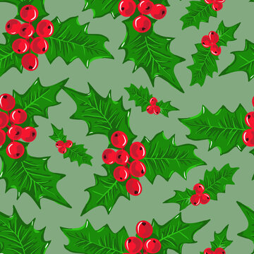 Holly Branch Pattern for Christmas