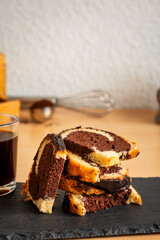 Homemade chocolate marble cake	