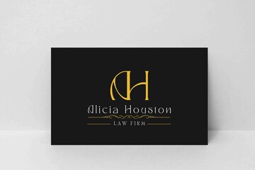 black and gold letter A and H for personal lawyer logo design