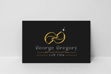 black and gold ambigram letter G for personal lawyer logo design