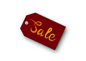 Red color price tag, isolated on white background. Sale sticker icon. Vector illustration.