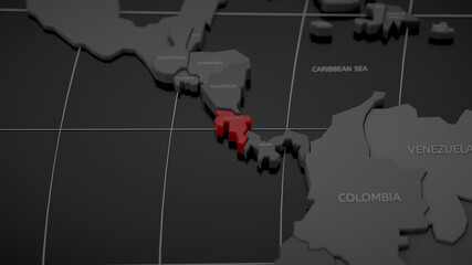 Highlighted by red Costa Rica on gray world map	
