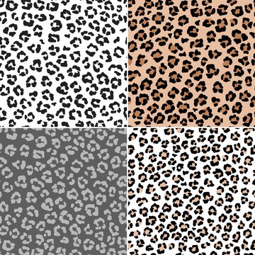 Leopard prints. Animal seamless pattern set. Vector cheetah fashion design