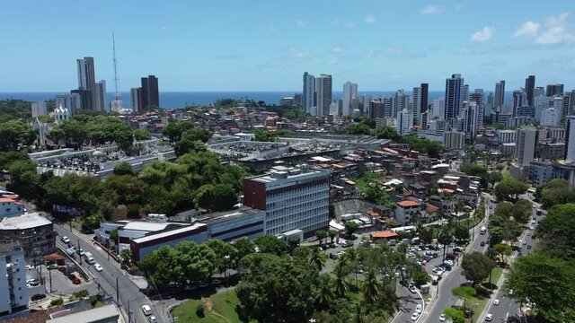 salvador, bahia, brazil - october 29, 2021: aerial view of buildings and homes in the city of Salvador.