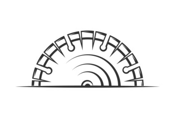 Circular saw close up isolated on white background. Vector illustration