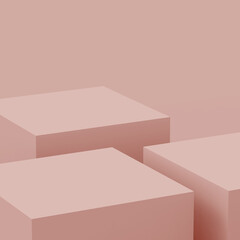 Abstract 3d dusty pink cube podium scene studio background.