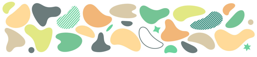 Abstract blotch shape. Liquid shape elements. Set of modern graphic elements. Fluid dynamical colored forms banner. Gradient abstract liquid shapes. Vector illustration.