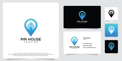 Home location logo template and business card design.
