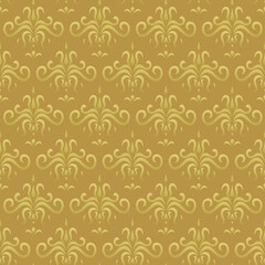 Vector seamless vintage pattern. Abstract plant elements isolated on gold background.