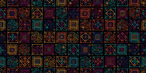 Talavera pattern. Indian patchwork. Turkish ornament. Moroccan tile mosaic. Spanish decoration. Ethnic background. Seamless pattern for your design