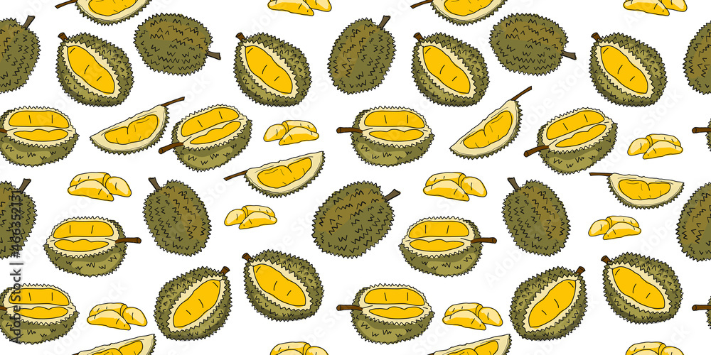 Sticker Durians, Seamless Pattern Background for your design