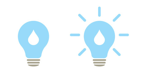 Bulb icon with drop. Alternative energy.