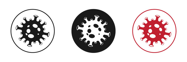 Coronavirus (COVID-19) cell icons for design red, blue, black. Flat style. Illustrations.