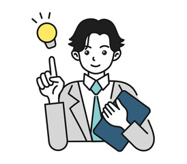 提案をする男性のイラスト　ビジネスシーン用の素材