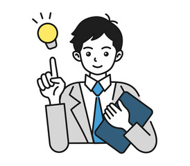 提案をする男性のイラスト　ビジネスシーン用の素材