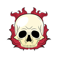 flaming skull sticker