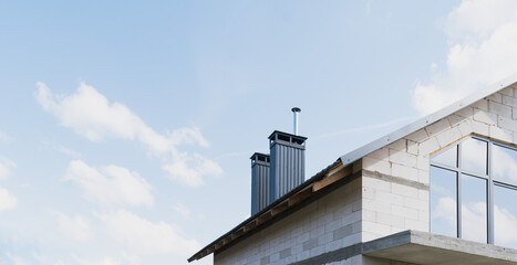 Fototapeta premium A new house under construction with large windows