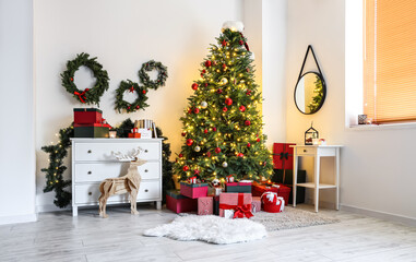 Interior of living room on Christmas eve