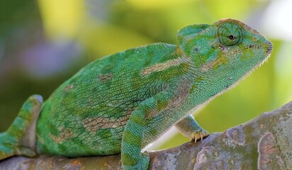 A chameleon sitting on a tree