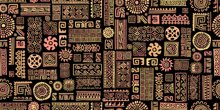 Ethnic handmade ornament, seamless pattern