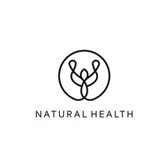 Natural Health and Leaves for Yoga Meditation logo design