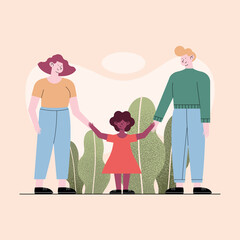 caucasian couple with afro daughter