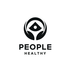 Human People and Leaves for the concept of health logo design symbol circle