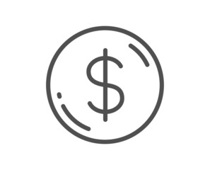 Obraz premium Dollar money line icon. Usd currency sign. Cash coin symbol. Quality design element. Linear style dollar money icon. Editable stroke. Vector