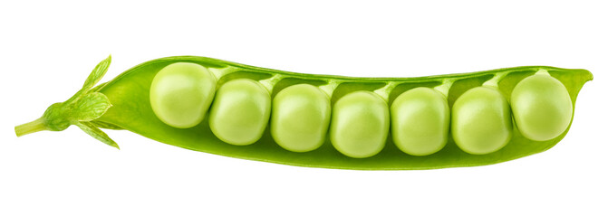 green Pea pod, isolated on white background, clipping path, full depth of field