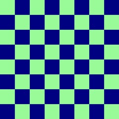 Checkerboard 8 by 8. Navy and Pale Green colors of checkerboard. Chessboard, checkerboard texture. Squares pattern. Background.