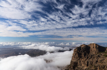 Gran Canaria, central montainous part of the island, Las Cumbres, ie The Summits, view towards El Campanario, the second highest point of the island
