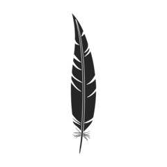 Feather of bird black vector icon.Black vector illustration watercolor of pen. Isolated illustration of feather of bird icon on white background.