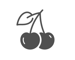 Cherry icon. Fruit food sign. Diet nutrition symbol. Classic flat style. Quality design element. Simple cherry icon. Vector