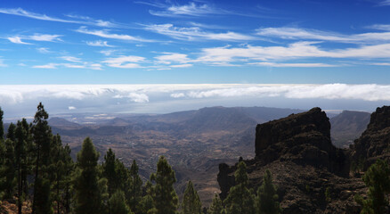 Fototapeta premium Gran Canaria, central montainous part of the island, Las Cumbres, ie The Summits, view from El Campanario, the second highest point of the island 