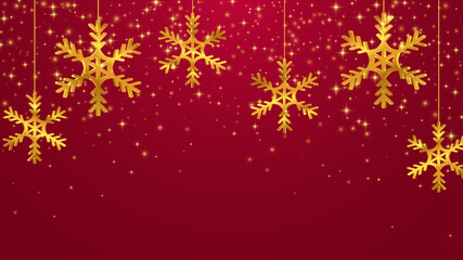 Christmas, New Year background with golden snowflakes. Vector illustration