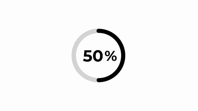 Circle percentage diagrams isolated on white background. Gradient ring with percent 0-100% counter.