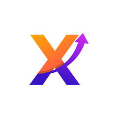Initial Letter X Arrow Up Logo Symbol. Good for Company, Travel, Start up, Logistic and Graph Logos