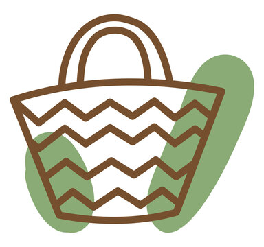 Green Grocery Bag, Illustration, Vector, On A White Background.