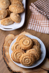 Cookies made with cookie molds named kombe. Traditional local foods of Antakya.