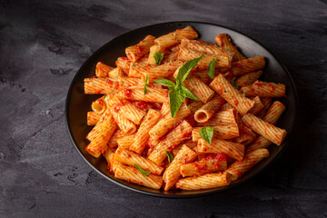 Penne pasta with tomato sauce