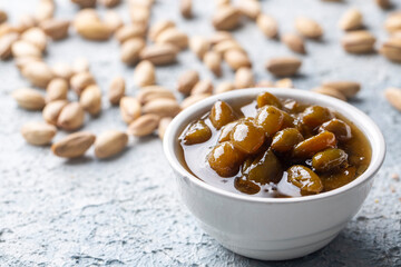 A delicious variety of jam from Turkish cuisine; pistachio jam