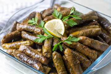 Traditional delicious Turkish foods; stuffed leaves (yaprak sarmasi)