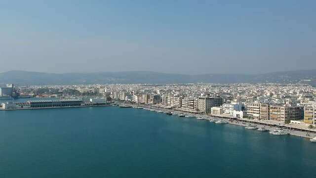 Aerial view over Volos seaside city, Magnesia, Greece