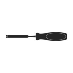 Chisel vector black icon. Vector illustration carving tool on white background. Isolated black illustration icon chisel.