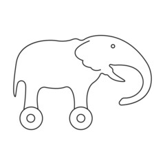 Wooden elephant vector icon.Outline vector icon isolated on white background wooden elephant.