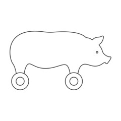 Wooden pig vector icon.Outline vector icon isolated on white background wooden pig.